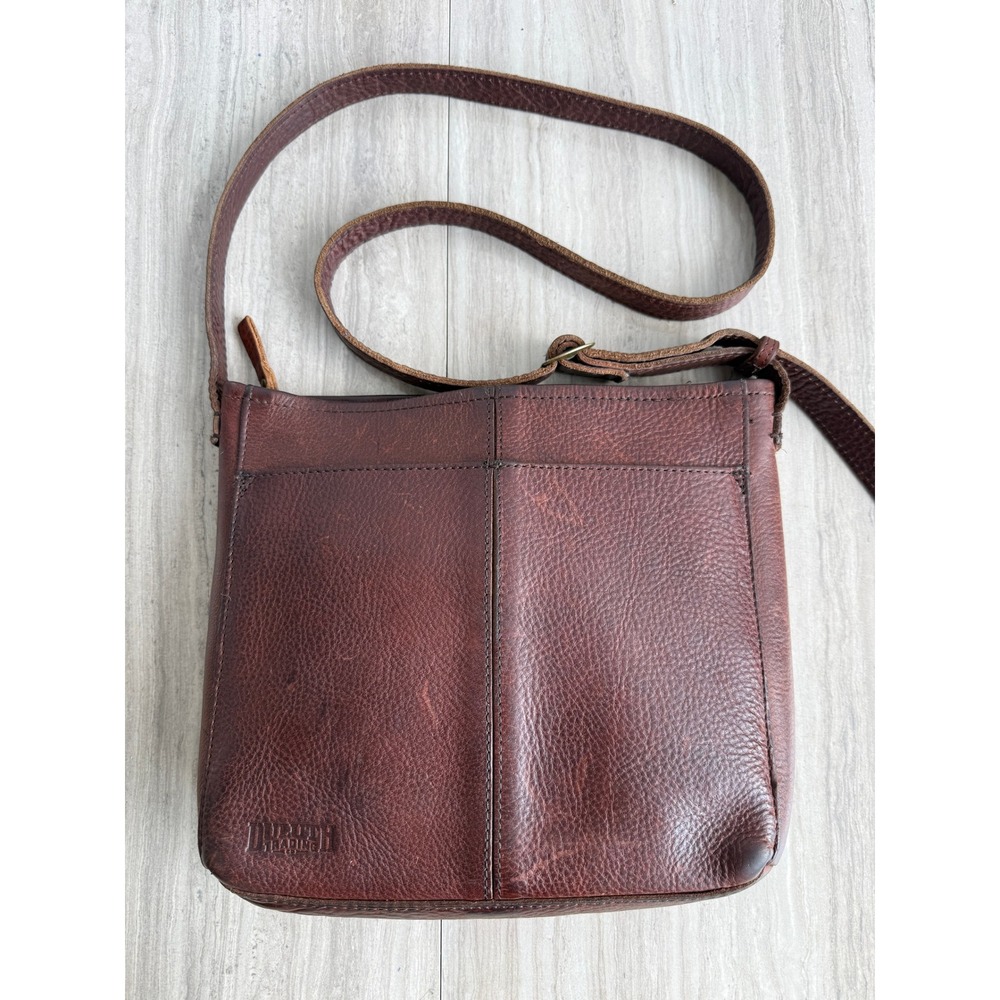 Duluth Trading Co Lifetime Leather Crossbody Bag Sling Purse Brown Full Grain